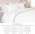 Exclusivo Mezcla Ultrasonic King Quilt Bedding Set, Lightweight White Bedspreads Soft Modern Geometric Coverlet Set for All Seasons (1 Quilt and 2 Pillow Shams)