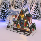 Country Log Cabin Porcelain Christmas Village with LED Lights