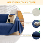 Deep Dream Cat-Scratch Resistant Couch Cover, Waterproof Sofa Cover for 2 Cushion Couch Washable, Pet Friendly Couch Protectors Anti Slip Thickened Slipcovers for Dogs Pets, 71" x 102", Blue