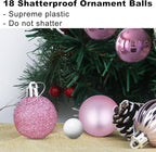 Bubblegun Pink 3.2" Large Christmas Balls - Christmas Tree Decoration Ornaments Shatterproof Hanging Balls for Birthday Halloween Holiday Wedding Decorations Set of 18pcs