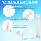 8 Pack Heavy Duty Closet Shelf & Rod Brackets 11 x 11 Inch, 300lbs Wall Mounted Closet Shelves Bracket with Rod Shelving Support, Closet Pole Supports Bracket Holder with Screws, White
