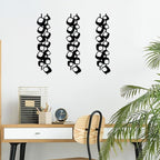 ruelen Mid Century Abstract Metal Wall Art Sculpture - Textured Geometric Decor, Set of 2, 3D Black Vertical and Elegant Design for Living Room, Bedroom, Office, Home (15.7x3.9in)