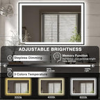 57x36 LED Light Mirror for Bathroom - Black Framed Mirror (Front and Backlit), Anti-Fog Bathroom Vanity Mirror, Stepless Dimmable Lighted Mirror, Tempered Glass, Memory (Horizontal/Vertical)