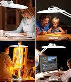 Led Desk Lamp with Clamp, Eye Caring Architect Desk Light for Home Office, Dual Screen Computer Monitor Gooseneck Adjustable Arm 20" LED Lamp, Stepless Dimming, for Reading, Study, Workbench