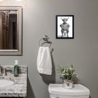 Funny Highland Cow Bathroom Wall Art - Framed Black and White Bathroom Wall Decor, Humorous Cow Picture Wall Decor with Cute Animal Canvas, Modern Farmhouse Style Restroom Sign Art for Toilet & Washroom 11"x14"