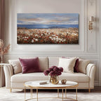 GAIDUOMAI Coastal Wall Art Wildflower Mountain Canvas Picture for Living Room Office Contemporary Art 24"x48" Neutral Wall Hanging Decor for Home