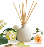Blueme Balance Diffuser | White Lotus & Tea | 16.91 Fl Oz - Refillable Wellness Diffuser, Contains Essential Oil, Sustainable, Hand Finished, Premium, Luxury Ceramic, Natural Rattan Reeds | Large