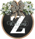 Circular Surname Front Door Welcome Sign - 26 Letter House Wreath, Front Porch Decorations, Year-Round Home Decor (Z)