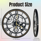 16 Inch Wall Clock, Gear Clock, Silent Non Ticking, Battery Operated Large Wall Clocks for Living Room Decor, Kitchen, Office (Vintage Industrial Steampunk)