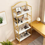 JSB No Assembly Folding Bookshelf, 4 Tier Book Shelf for Storage, Vintage Wood Foldable Bookcase for Living Room, Bedroom, Office Organization Shelves