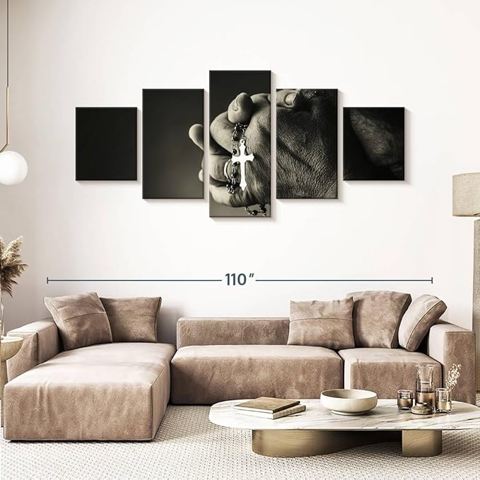 Elephant Stock Christian Prayer Canvas - 5 Panel Pictures Decor - Digital Design Canvas Print - Christian Wall Decor - 92" X 42"