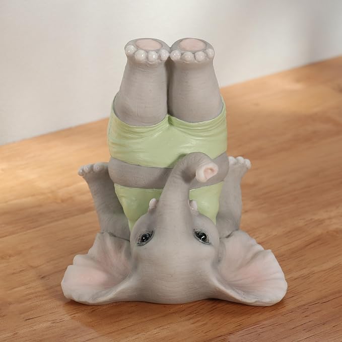 Veronese Design 3 1/2 Inch Yoga Elephant Headstand Pose Resin Figurine Hand Painted Animal Collectibles