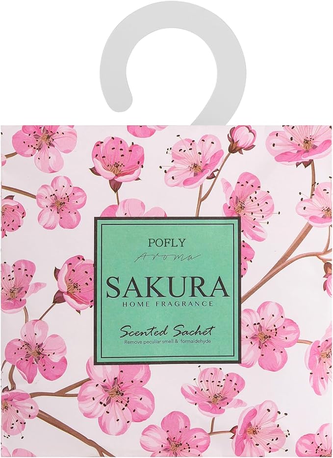 12 Pack Large Sakura Scented Sachets – Hanging Closet & Drawer Deodorizer & Air Freshener, Long-Lasting Aroma