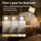 Arc Floor Lamps for Living Room, Modern Floor Lamp for Bedroom, Foot Pedal Control Standing Lamps with Adjustable Linen Lampshade, Tall Lamp with 9W Bulb for Office Reading Room Nursery (Black)