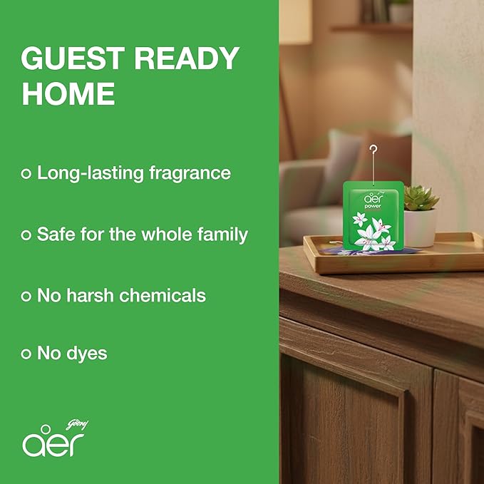 Godrej Aer Power Pocket Lavender Bloom Bathroom Fragrance 10 g, 6-Pack, Green