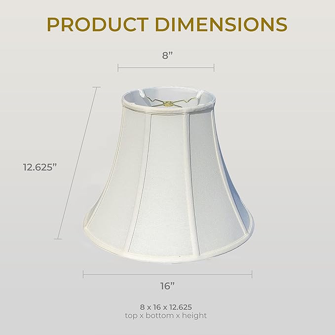 Royal Designs, Inc. BSO-704-16LNEG-2 True Bell Basic Lamp Shade, 8 x 16 x 12.6, Linen Eggshell, 2-Pack