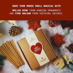Pine Christmas Tree Scent Sticks - 20 Incense + 3 Wax Melts Ornaments in Xmas Stars & Reindeer Shape (Mulled Wine Aroma) | Scented Christmas Hanging Decorations for Trees