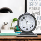 Retro Mantel Décor Desk Clock, 10-inch Vintage Table Clocks for Fireplace, Easy to Read Clocks for Living Room, Bedroom, Office, Desktop Decoration (Black)