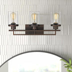 Emliviar 3-Light Vanity Light for Bathroom - Farmhouse Bathroom Light Fixtures in Oil Rubbed Bronze Finish with Clear Glass, YCE238B-3W ORB