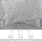 Exclusivo Mezcla Reversible Boho Quilts King Size, Grey Bedspreads Lightweight Coverlet All Season Flowers Quilt Bedding Set with Printed Floral Pattern (1 Quilt, 2 Pillow Shams)
