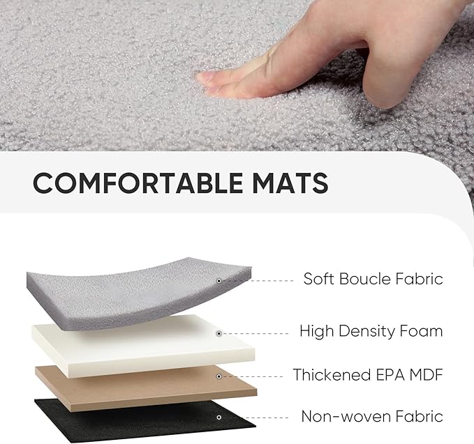 PINPLUS Floral Storage Ottoman Cube Boucle Footrest Stool with Lid, Multi-Functional Cube Seat for Living Room, Dorm & Bedroom – Grey 12.6"x12.6"x12.6"