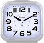 5.5" Large Analog Alarm Clock Silent Non Ticking, Gentle Wake, Beep Sounds, Increasing Volume, Battery Operated Snooze and Manual Light, Easy Set, Silver