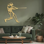 SIGNLEADER Metal Wall Art Decor - Baseball Batter Sport Minimalist Modern Abstract Wall Sculpture Hanging Home Decoration for Living Room, Bedroom, Bathroom, Kitchen, Studio, Outdoor - 24" Gold