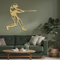 SIGNLEADER Metal Wall Art Decor - Baseball Batter Sport Minimalist Modern Abstract Wall Sculpture Hanging Home Decoration for Living Room, Bedroom, Bathroom, Kitchen, Studio, Outdoor - 30" Gold