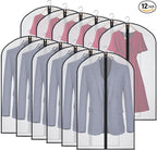 Kntiwiwo Garment Bags Clear Suit Bag for Closet Storage Hanging Clothes Dress Cover Bags (40"12pcs-Black Edges)
