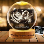 Personalized Ultrasound Photo Crystal Ball Custom Decorative Balls with Colorful Atmosphere Light Ultrasonic Photo Frame Gift for Pregnancy Announcement Birthday Anniversary