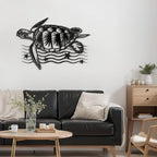 SIGNLEADER Metal Wall Art Decor Turtle Minimalist Modern Abstract Wall Sculpture Hangings Home Decoration for Living Room, Bedroom, Bathroom, Kitchen, Outdoor - 24" Black
