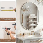 Brushed Nickel Mirror, 24"x36" Oval Bathroom Mirror, Oval Mirror with Brushed Metal Frame, Wall Mount Mirrors Decor for Bathroom, Bedroom, Entryway (Hangs Horizontally or Vertically)