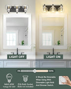 Bathroom Light Fixtures, 3-Light Black and Brushed Nickel Bathroom Vanity Light, Modern Wall Sconces with Globe Clear Glass Shade, Vanity Lighting Fixtures Over Mirror, VL195-KN-3