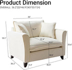 ERYE Modern Chenille Upholstered Accent Chair Wider Seat Leisure Cushion Armchair with 2 Pillows and Removable Cover for Home Apartment Office Living Room Bedroom
