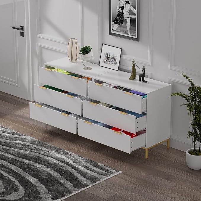 Anmytek White Dresser for Bedroom, 3 Drawer Dresser with Spacious Storage Modern Wood Chest of Drawers for Bedroom Living Room Hallway H0074