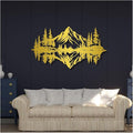 Metal Mountain Wall Art, Pine Trees And Hills Metal Decor, Mountain And Forest Metal Wall Decor, Horizontal Metal Wall Sculpture, Large Nature Wall Art(Gold,30x17in/76x42cm)