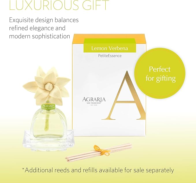 AGRARIA PetiteEssence Flower and Reed Diffuser Set, Hand Crafted Sola Flower Botanical Home Fragrance Diffuser, Scented Oil Reed Diffuser,Flower and Reed Diffuser Gift Set for All Occasions