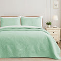 Exclusivo Mezcla Twin Quilt Bedding Set, Lightweight Sage Green Quilts Twin Size for All Seasons, Soft Microfiber Bedspreads Coverlets Bed Cover with Leaf Pattern, 2 Piece