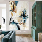 Canvas Wall Art Abstract Large Wall Decor Living Room Framed Pictures for Bedroom Yellow Teal Artwork for Walls Home Decor