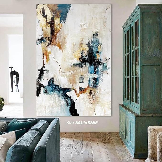 Canvas Wall Art Abstract Large Wall Decor Living Room Framed Pictures for Bedroom Yellow Teal Artwork for Walls Home Decor