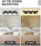 zeyu Modern Bathroom Light Fixtures, 4 Light Vanity Lighting, 28.5" Bathroom Mirror Wall Light, Matte Black Finish with Clear Glass Shade, ZSL72B-4W BK