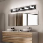 SOLFART Bathroom Light Feature Modern LED Dimmable Matt Black Bathroom Vanity Light 6 Lights Acrylic Vanity Light Over Mirror