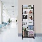 Floor-Standing Magazine Rack 6-Layer with Wheels, Brochure Display Stand for Exhibitions, Office, and Any Organization Requiring Information Display