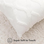 decorUhome Spring Throw Pillow Covers 18x18 Inch Set of 2, Soft Plush Faux Fur Wool Cream White Couch Pillow Covers, Decorative Neutral Pillow Cases for Bed Sofa Living Room Home Decor
