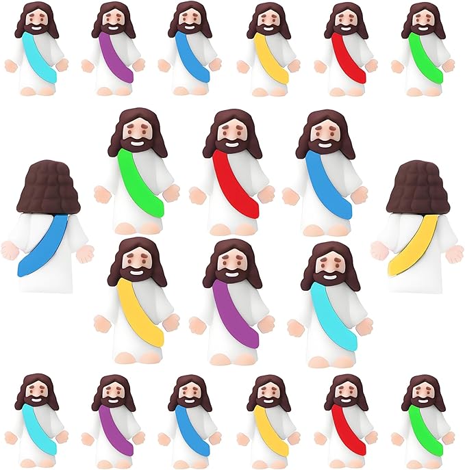 20pcs Mini Jesus Statue Ornament Mini Christ Savior Decoration Small Jesus Statue Sunday Religious Party Easter（Colorful）