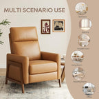 COLAMY Push Back Recliner Chair Set of 2, Upholstered Leather Recliner with Footrest 105-135 Degree Adjustable, Comfy Modern Wingback Recliner for Living Room, Bedroom,Small Spaces, Camel