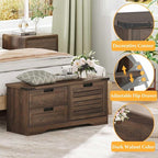 FATORRI Bench with Shoe Storage for Entryway, Wooden Shoe Benches with Flip Door and Drawers, Entry Way Shoes Organizer Cabinet for Living Room Mudroom (Dark Walnut)