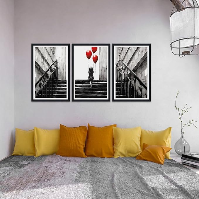 Novatique Street Graffiti Wall Art Banksy Wall Art Abstract Painting Pop Art Wall Decor Colorful Pictures Canvas Prints for Bedroom Bathroom,16" x 24" x 3Pcs