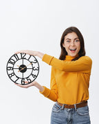 Wall Clock, 14 Inch Silent Battery Operated Wall Clocks for Living Room Decor, Modern Farmhouse Vintage Black Metal Indoor Outdoor Large Analog Clock for Bedroom, Kitchen, Patio - Black