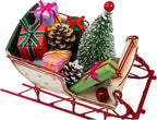 Berfutall-Red Santa Sleigh Christmas Decor for Table Top Holiday Home Decorations Decoration with Rustic Charm (G) (G Red/White 8")
